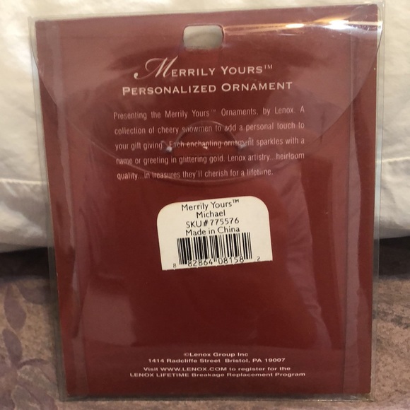 Lenox Merrily Yours Personalized “Michael” Snowman Christmas Ornament. New. - Picture 3 of 3